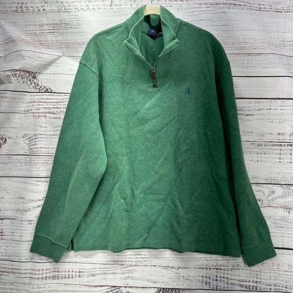 Polo Ralph Lauren Quarter Zip Men's Size XXL Long Sleeve Green Sweater - Picture 2 of 10